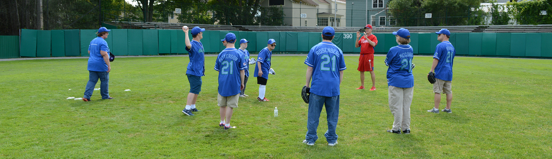 Members of our senior assisted living community playing baseball